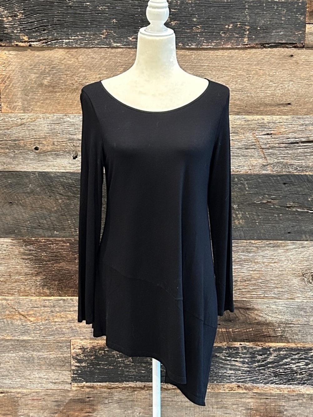 Eileen Fisher Black Asymmetrical hem Top. Small